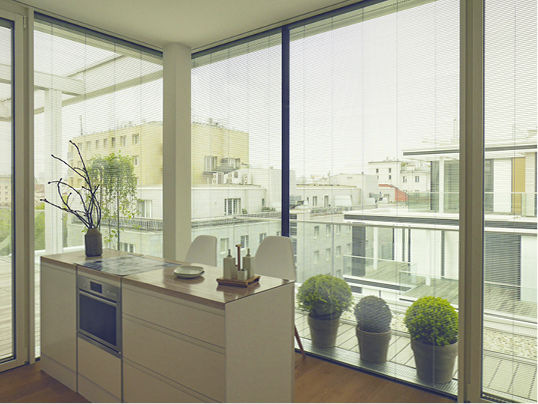 Even where the blinds are lowered residents and users can still have free outward view with the appropriate blind setting.