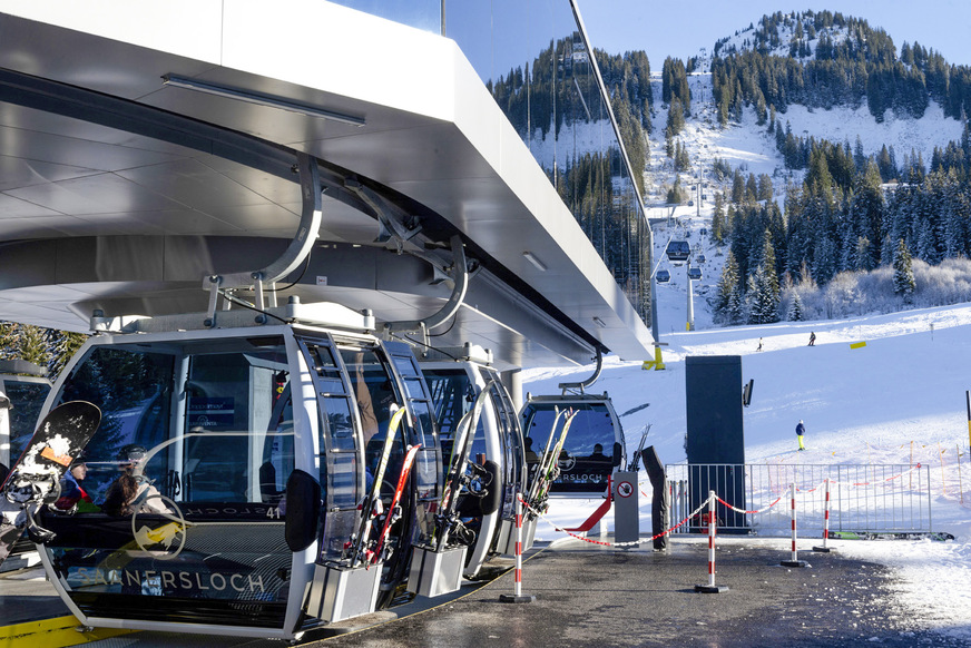 The gondolas provide easy access for the skiers.