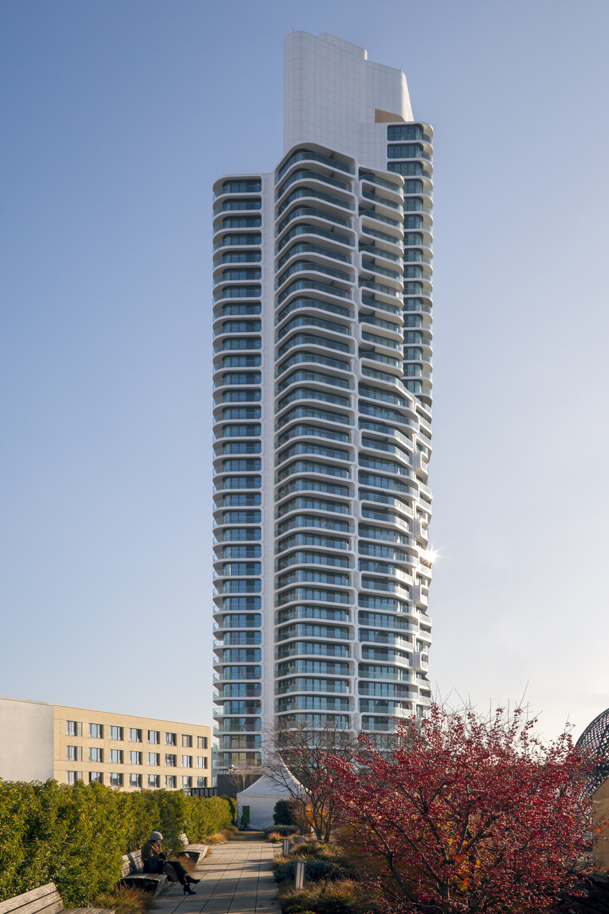 Germany's largest residential tower is nearing completion. The Grand Tower in Frankfurt features a glass-aluminium façade construction by Riva.