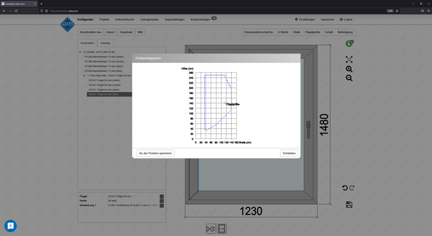 For optimal planning support, the new reinforcement concept is also stored in the Veka planning tool WinDoPlan.