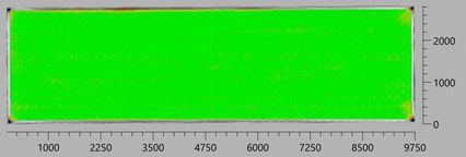 Anisotropy quantification of sedak tempered+: scan image of a thermally toughened 10-metre glass pane.