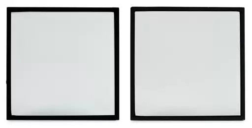 Left to right: Sungate ThermL glass paired with Solarban 60 glass, and Solarban 60 glass alone: due to its colorless and low reflective aesthetic Sungate ThermL glass enhances U-value but does not change the visual characteristics of the IGU.