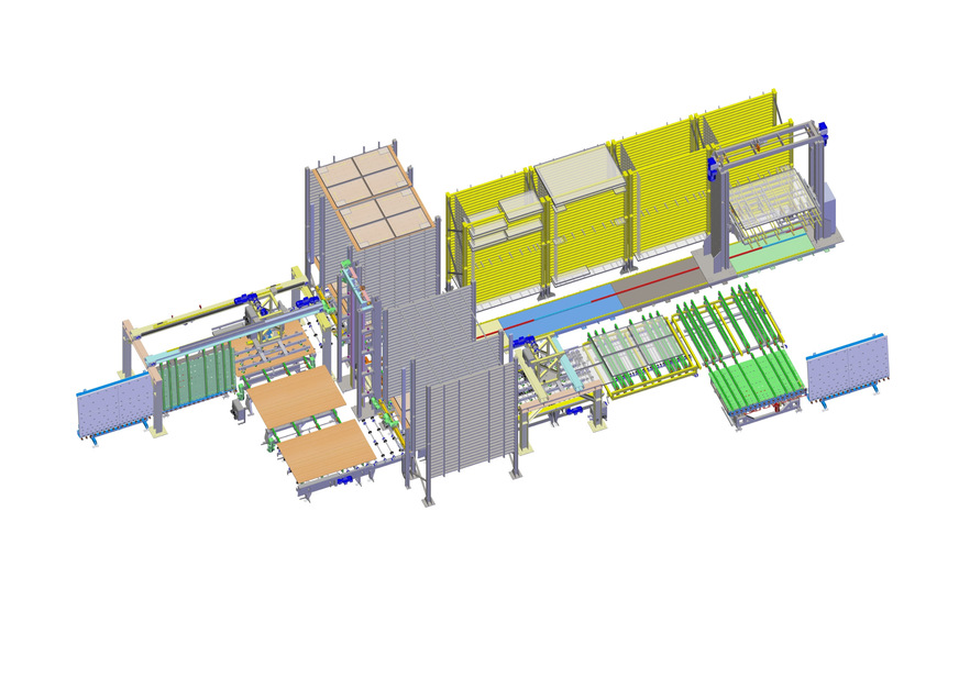 Insulating glass sorting: compact solution with combined drying and sorting compartments for unrivalled productivity and an ideal preparation process for shipping.