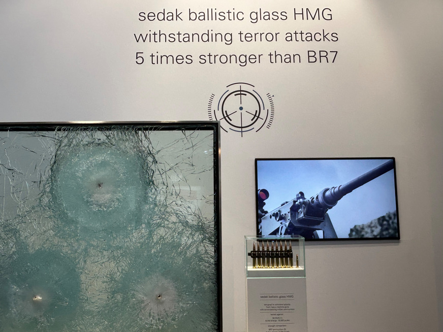 sedak ballistic glass HMG is resistant to armour-piercing military ammunition.