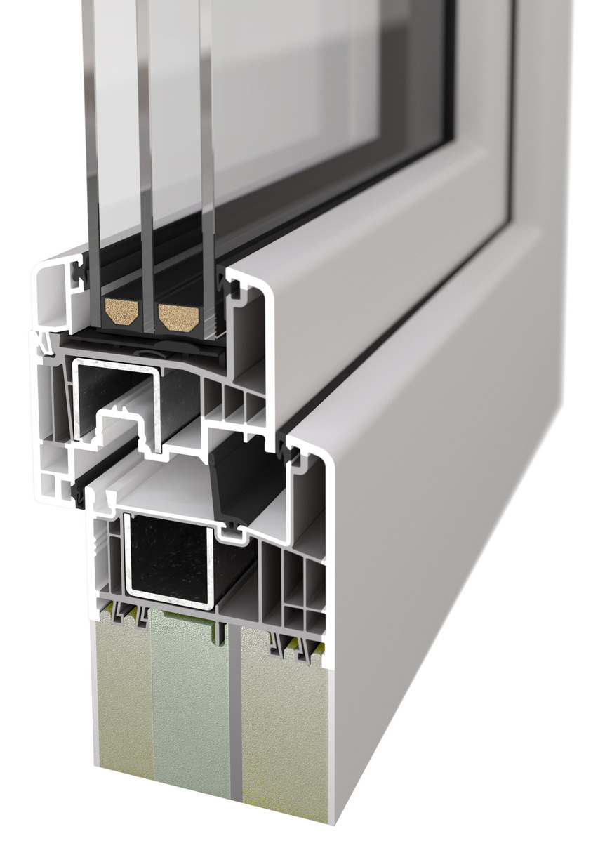 Example of frame extension made of thermoplastic material with PVC top layer.