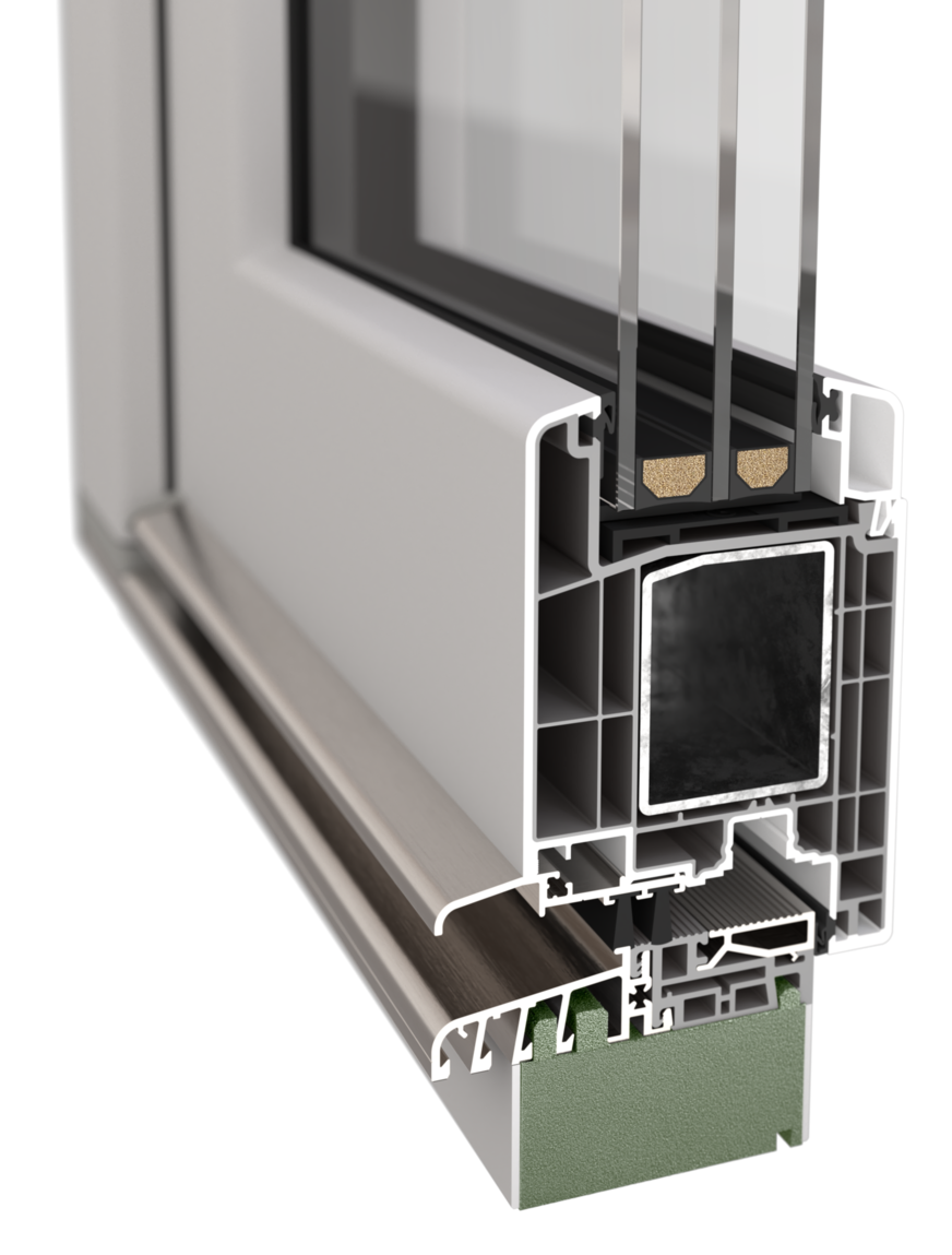 Example of adapter profile made of thermoplastic with PVC top layer.