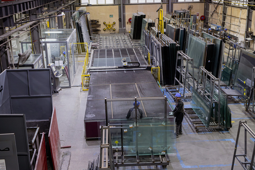 Lisec glass cutting in use at Decorative Glass.