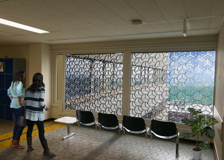 While not deployed, the structure of the shading system cast interesting shadows and patterns.