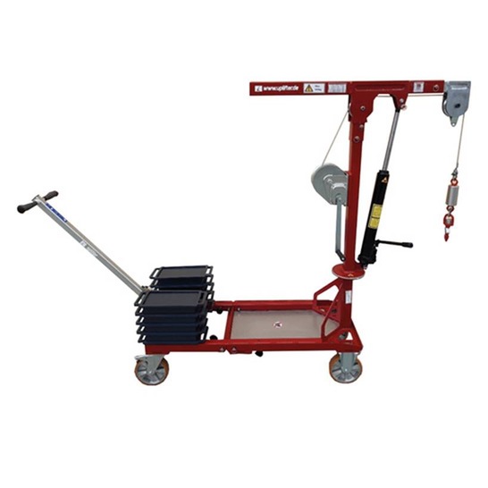 Uplifter's small hydraulic crane UPC 400 can lift and move loads up to 400 kg.