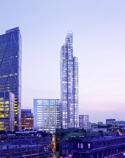 The 162 m high elegant glass facade of the Principal Tower in London is equipped with Swisspacer's energy-efficient spacers.