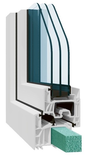The evoCore+ as part of Salamander’s greenEvolution window system. With the foam core included, such windows comply with passive house standards.