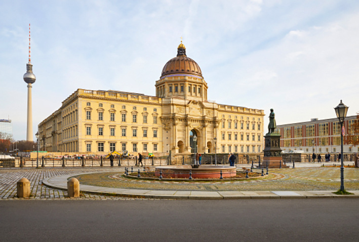 At the new Humboldt Forum, the original palace facade was faithfully reconstructed on three sides of the building to recreate the view of Berlin's historic centre.