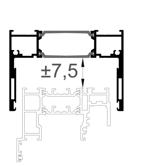 The thermally separated height compensation profile makes it possible, once installed, to compensate for construction tolerances of up to 7.5 mm upwards and downwards.