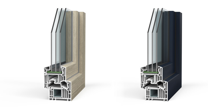 An important factor of the new reinforcement concept is a differentiated consideration of the surfaces. They are now divided into different colour groups. In these groups, different sash sizes can be realised depending on the design and static properties of the reinforcement. - © Veka
