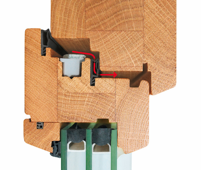 Illustration of the function: tighter on the inside than on the outside. The dotted line marks the areas of the seal that are open to diffusion.