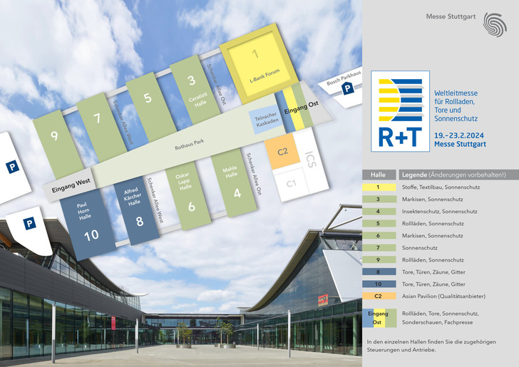 The structure of the Stuttgart Trade Fair Centre continues to make it possible to centralise and qualitatively expand the sun protection area. In addition, the importance of the Oskar Lapp Hall (Hall 6) for the outdoor theme area with products especially for the target groups of hospitality and the hotel industry is also growing. - © Landesmesse Stuttgart
