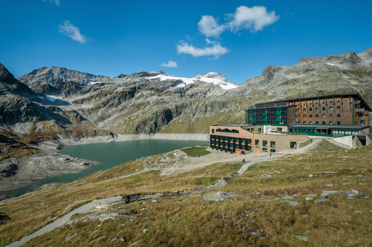 The Rudolfshütte mountain hotel in the Hohe Tauern National Park in Austria.