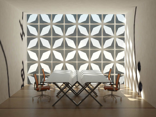 What you see here is an impression of the interior view. The stretched fabric can provide a range of shading from privacy to near-total black-out.