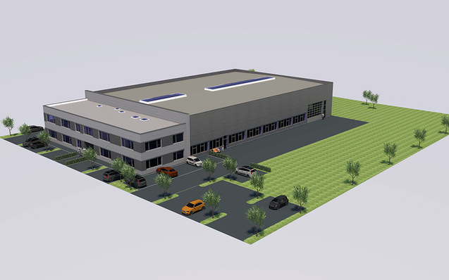 The new building in Rosenfeld (frontal view). Construction is scheduled for completion in the summer of 2021.