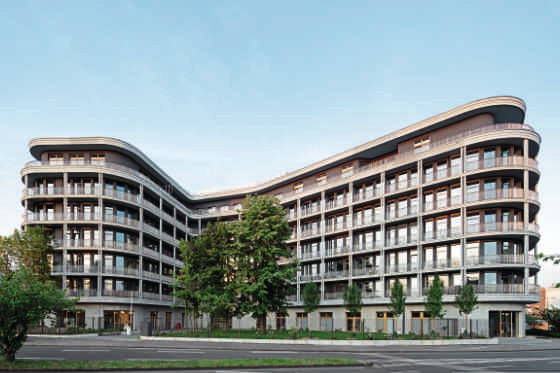 K8 is a six-storey office newbuild at Deutz harbour in Cologne. Its special feature is an L-shaped floor plan with rounded corners.