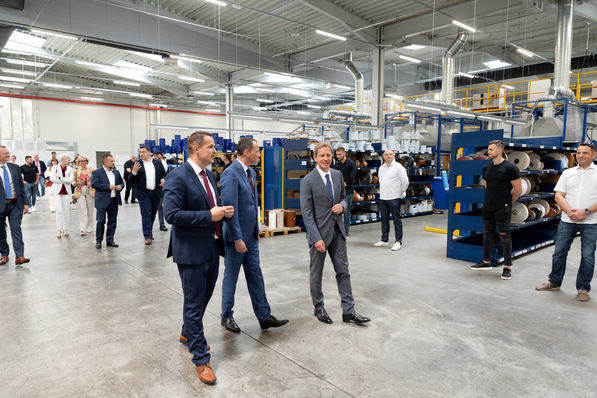 During the site visit, Josip Klasic, Managing Director Deceuninck Croatia, leads Belgian Ambassador Nicolaas Buyck and Bruno Humblet (from left to right) through Deceuninck's new and innovative offices and production facility in Croatia.