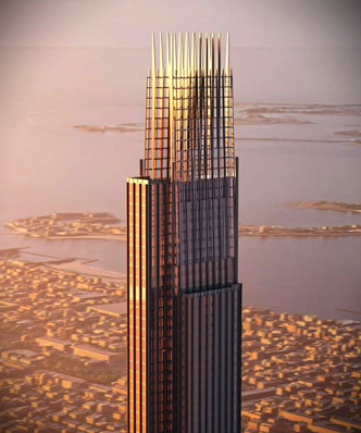 Gerne! Hier ist ein optimierter, themenrelevanter Alt-Text für die Zielgruppe und den Kontext von diekaelte.de: Alt-Text-Vorschlag: „Modernes Hochhaus mit komplexer Fassadenklimatisierung und integrierten Kühlsystemen, in urbanem Umfeld bei Sonnenuntergang – symbolisiert innovative Gebäudekühlung und energieeffiziente Klimatechnik.“ Optional noch spezifischer— bei erkennbarem technischen Detail im Bild: „Großstädtisches Bürohochhaus mit erkennbaren Kältemaschinenräumen auf dem Dach und außenliegenden Lüftungsanlagen zur Illustration zeitgemäßer Kältetechniklösungen in der gewerblichen Gebäudetechnik.“ Wähle den Vorschlag, der am besten zum abgebildeten Objekt passt. - © Azizi Developments